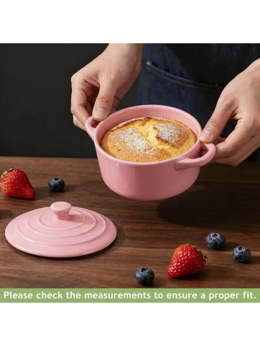 4-Piece Mini Cocotte Set - 16 oz Individual Baking Ramekins in Pink - Perfect